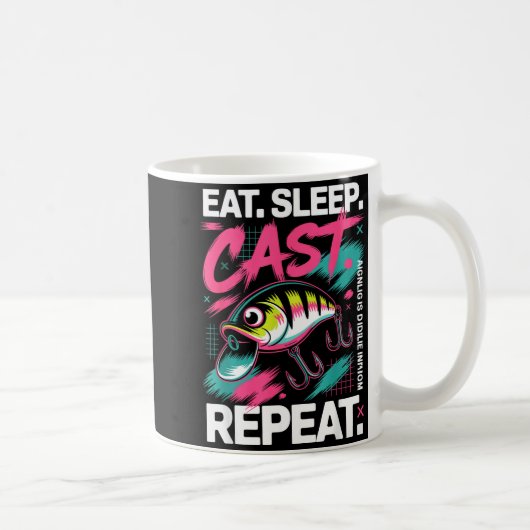 Eat Sleep Cast Repeat Fishing Lover Men Dad Christ Koffiemok (Rechts)