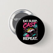 Eat Sleep Cast Repeat Fishing Lover Men Dad Christ Ronde Button 5,7 Cm (Voorkant /achterkant)