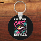 Eat Sleep Cast Repeat Fishing Lover Men Dad Christ Sleutelhanger (Voorkant)