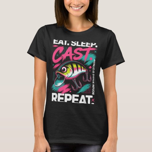 Eat Sleep Cast Repeat Fishing Lover Men Dad Christ T-shirt (Voorkant)