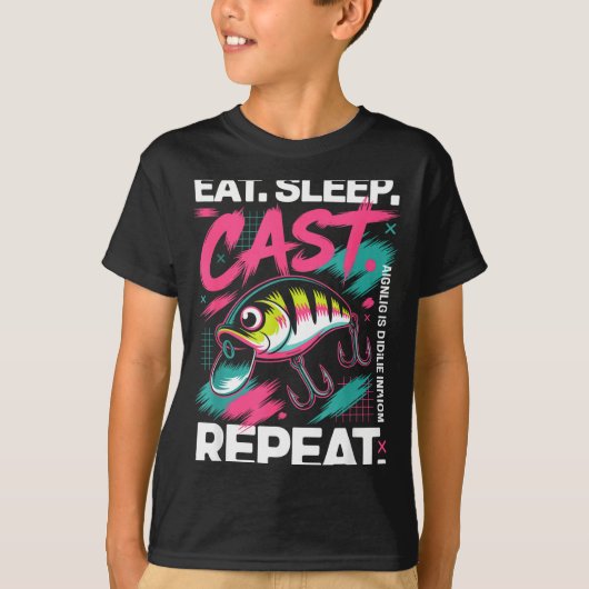 Eat Sleep Cast Repeat Fishing Lover Men Dad Christ T-shirt (Voorkant)