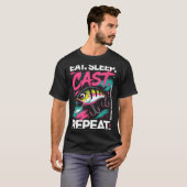 Eat Sleep Cast Repeat Fishing Lover Men Dad Christ T-shirt (Voorkant volledig)