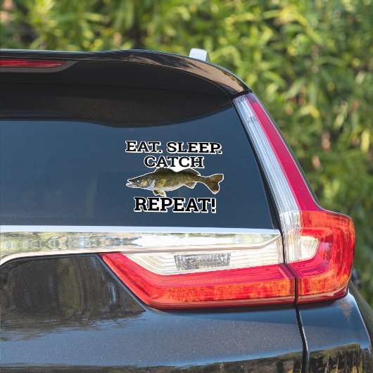Eat Sleep Catch Walleye Funny Fishing Angler Sticker (Auto Zijkant)