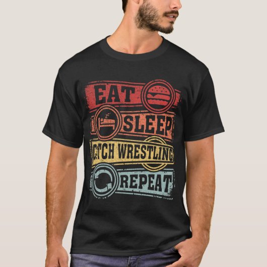 Eat Sleep Catch wrevel herhalen T-shirt (Voorkant)