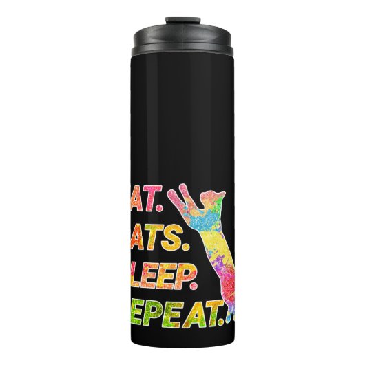 Eat, Sleep, Cats, Repeat Thermosbeker (Voorkant)