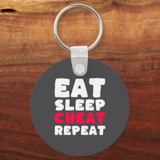 Eat Sleep Cheat Repeat Funny Cheating Cheater Sleutelhanger (Voorkant)