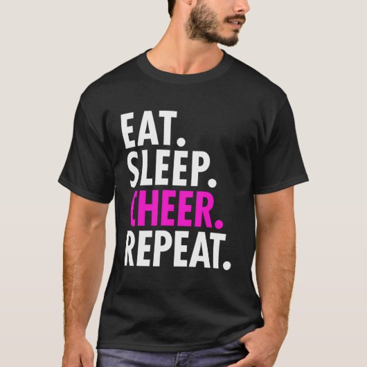 Eat Sleep Cheer Herhaal Cheerlead T-shirt (Voorkant)