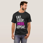 Eat Sleep Cheer Herhaal Cheerlead T-shirt (Voorkant volledig)