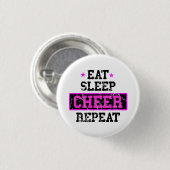 Eat Sleep Cheer Herhaal Cheerleader Button (Voorkant /achterkant)