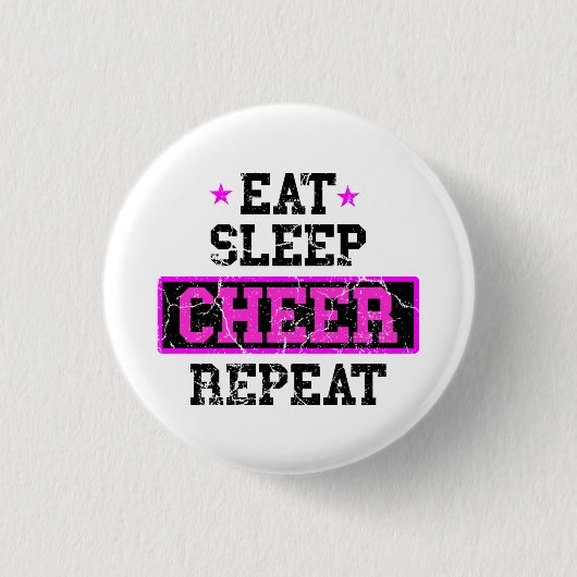 Eat Sleep Cheer Herhaal Cheerleader Button (Voorkant)