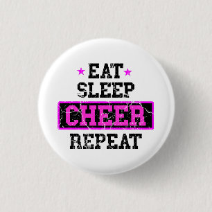 Eat Sleep Cheer Herhaal Cheerleader Button