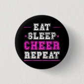 Eat Sleep Cheer Herhaal Cheerleader Button (Voorkant)