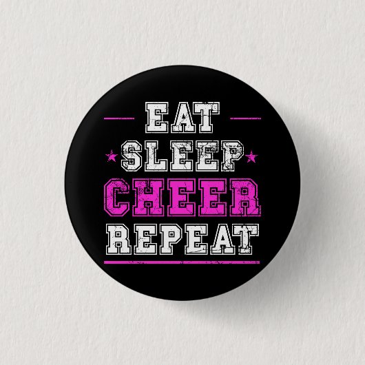 Eat Sleep Cheer Herhaal Cheerleader Button (Voorkant)