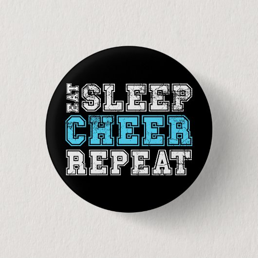 Eat Sleep Cheer Herhaal Cheerleader Button (Voorkant)