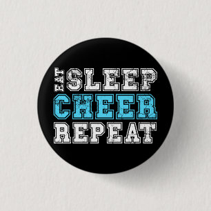Eat Sleep Cheer Herhaal Cheerleader Button