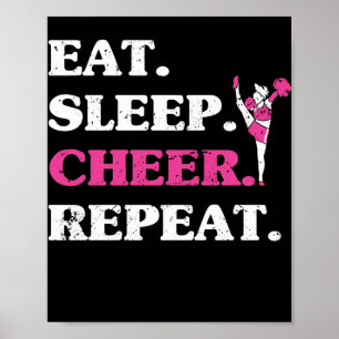 Eat Sleep Cheer Herhaal Cheerleader Fan Lover Poster