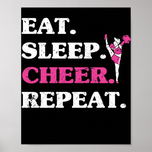 Eat Sleep Cheer Herhaal Cheerleader Fan Lover Poster (Voorkant)