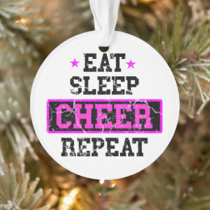 Eat Sleep Cheer Herhaal Cheerleader Photo Ornament