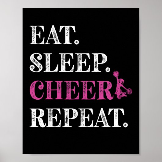 Eat Sleep Cheer Herhaal Cheerleading Cheerleader Poster (Voorkant)