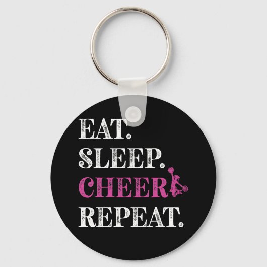 Eat Sleep Cheer Herhaal Cheerleading Cheerleader Sleutelhanger (Voorkant)