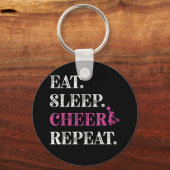 Eat Sleep Cheer Herhaal Cheerleading Cheerleader Sleutelhanger (Voorkant)