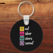 Eat Sleep Cheer Herhaal Cheerleading Cheerleader Sleutelhanger (Voorkant)