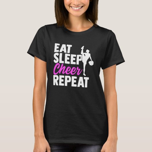 Eat Sleep Cheer Herhaal Cheerleading Sports Life R T-shirt (Voorkant)