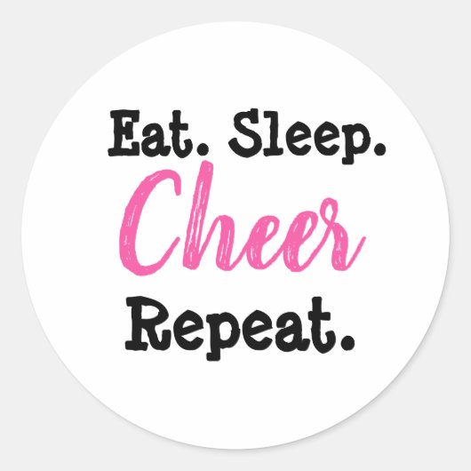 Eat Sleep Cheer Herhalen | Cheerlead Ronde Sticker (Voorkant)