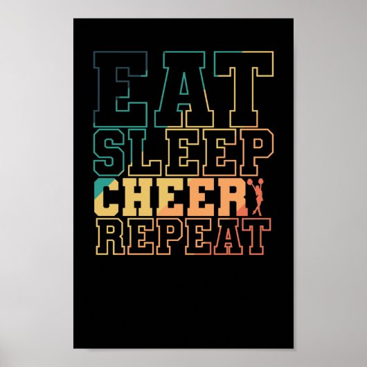Eat Sleep Cheer Repeat Cheerleader Sport turnen Poster (Voorkant)