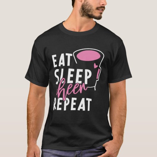 Eat Sleep Cheer Repeat Cheerleading Cheerleader Wo T-shirt (Voorkant)