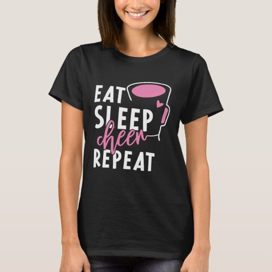 Eat Sleep Cheer Repeat Cheerleading Cheerleader Wo T-shirt (Voorkant)