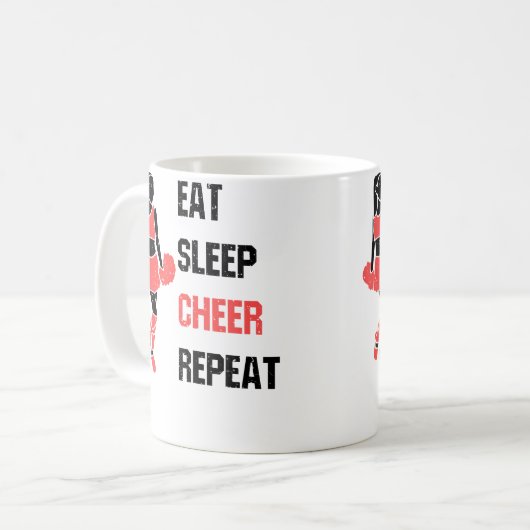 Eat Sleep Cheer Repeat Cheerleading Coach Koffiemok (Voorkant links)