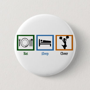 Eat Sleep Cheer Ronde Button 5,7 Cm
