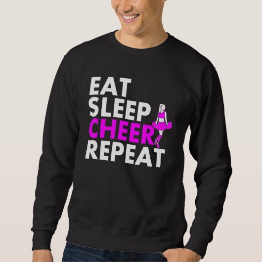 Eat Sleep Cheerleader Herhalen Trui (Voorkant)