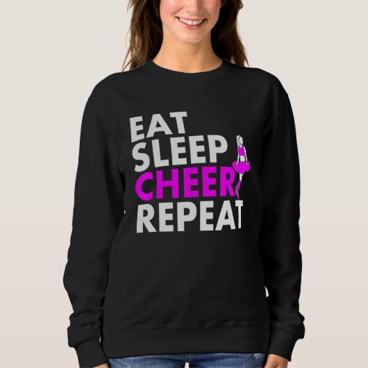 Eat Sleep Cheerleader Herhalen Trui (Voorkant)