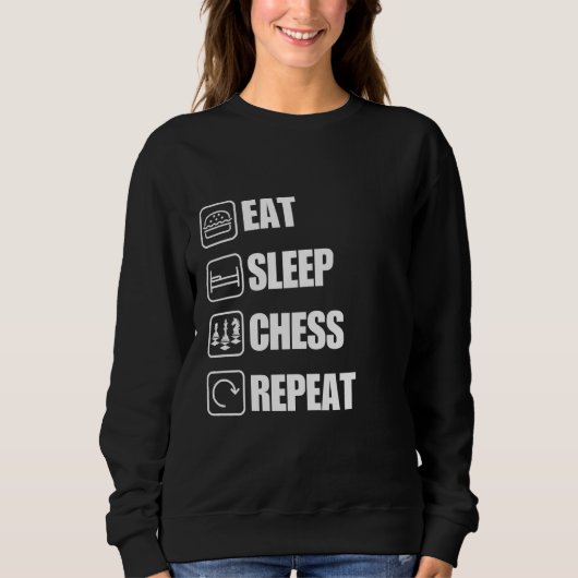 Eat Sleep Chess Herhaal grappige quote Trui (Voorkant)