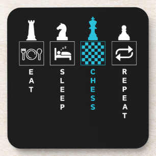 Eat Sleep Chess Herhalen Bier Onderzetter