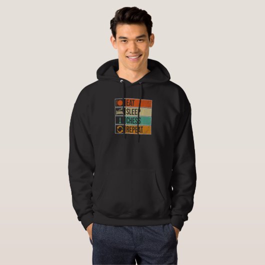 Eat Sleep Chess Repeat Chess Player Hoodie (Voorkant volledig)