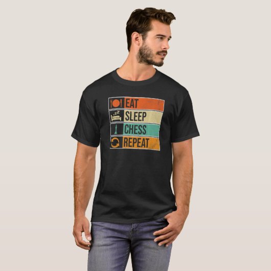 Eat Sleep Chess Repeat Chess Player T-shirt (Voorkant volledig)