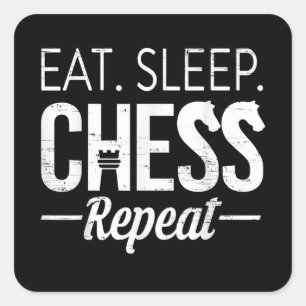 Eat Sleep Chess Repo Player Board Kinder Boy Game Vierkante Sticker