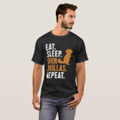 Eat Sleep Chinchillas Repeat Short Tail Long Hair  T-shirt (Voorkant volledig)