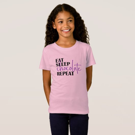 Eat Sleep Chocolate Herhalen T-shirt (Voorkant volledig)