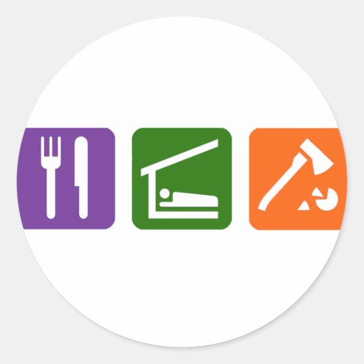 Eat Sleep Choping Wood Ronde Sticker (Voorkant)