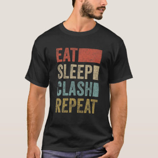 Eat Sleep Clash  herhalen van de game-Clan Retro C T-shirt
