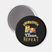 Eat Sleep Clean Cleaners Janitor Cleaning Gift Magneet (Voorkant / Achterkant)