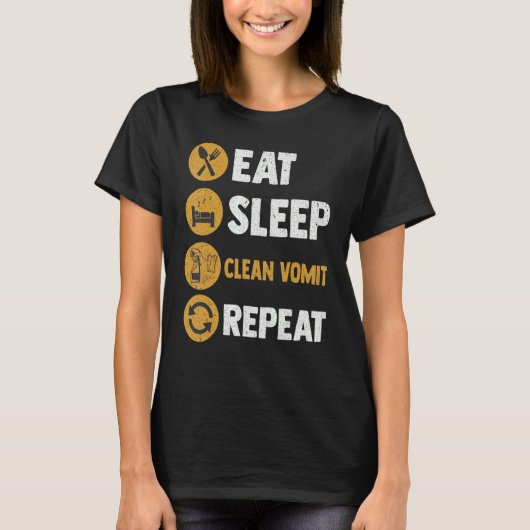 Eat Sleep Clean Vomit Herhaalkleding voor mannen e T-shirt (Voorkant)