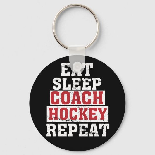 Eat Sleep Coach Hockey Herhaal Hockey Coach Sleutelhanger (Voorkant)