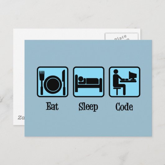 Eat Sleep Code Briefkaart (Voorkant / Achterkant)