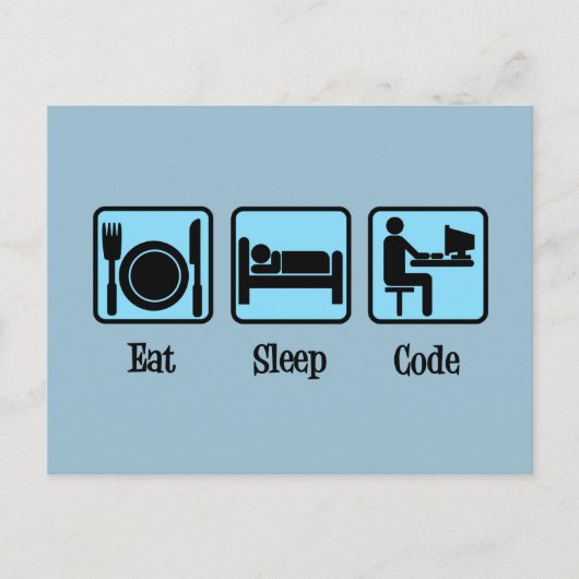 Eat Sleep Code Briefkaart (Voorkant)