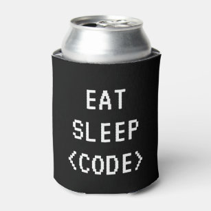 EAT SLEEP CODE grappig programmeren citaat koelbox Blikjeskoeler